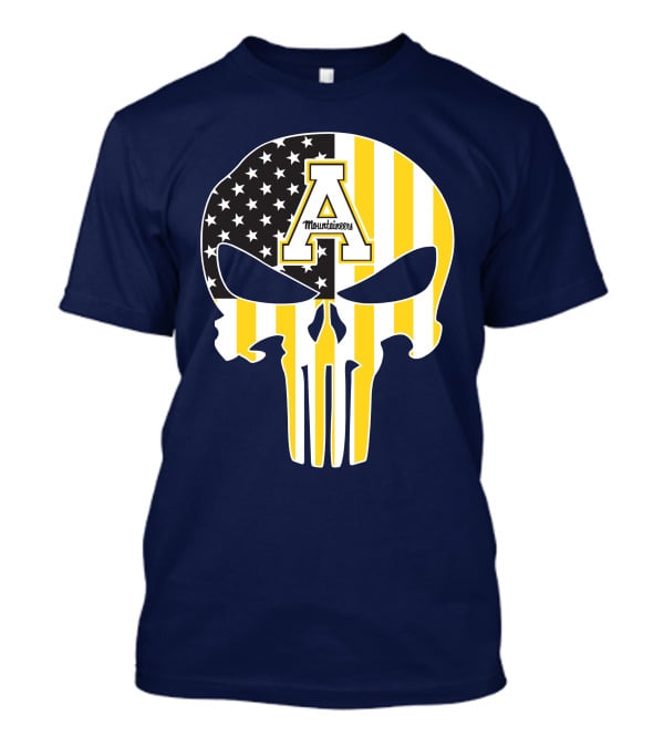 Appalachian State Mountaineers Punisher Skull American Flag T-Shirt