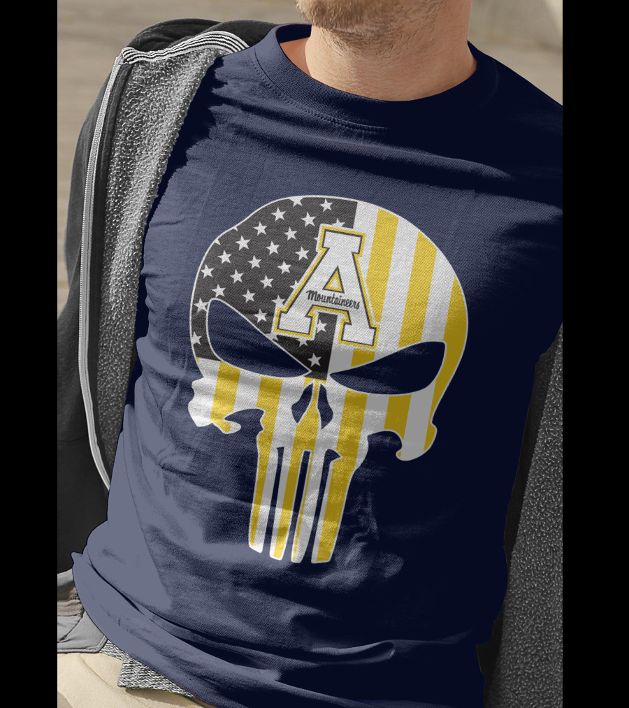 Appalachian State Mountaineers Punisher Skull American Flag T-Shirt