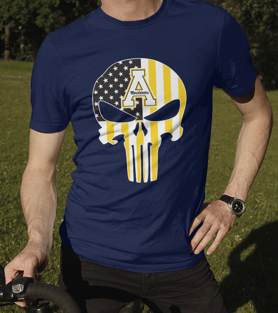 Appalachian State Mountaineers Punisher Skull American Flag T-Shirt
