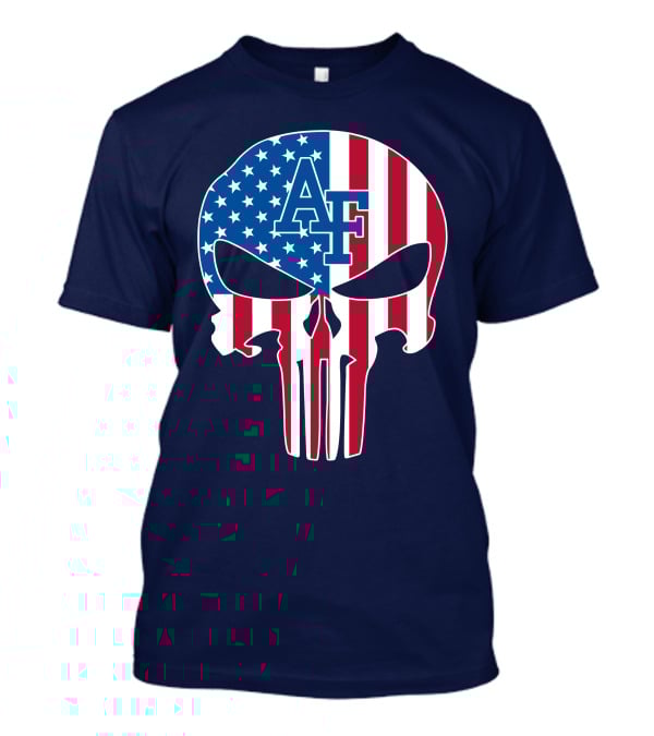 Af 65 Air Force Falcons American Flag Punisher Skull T-Shirt