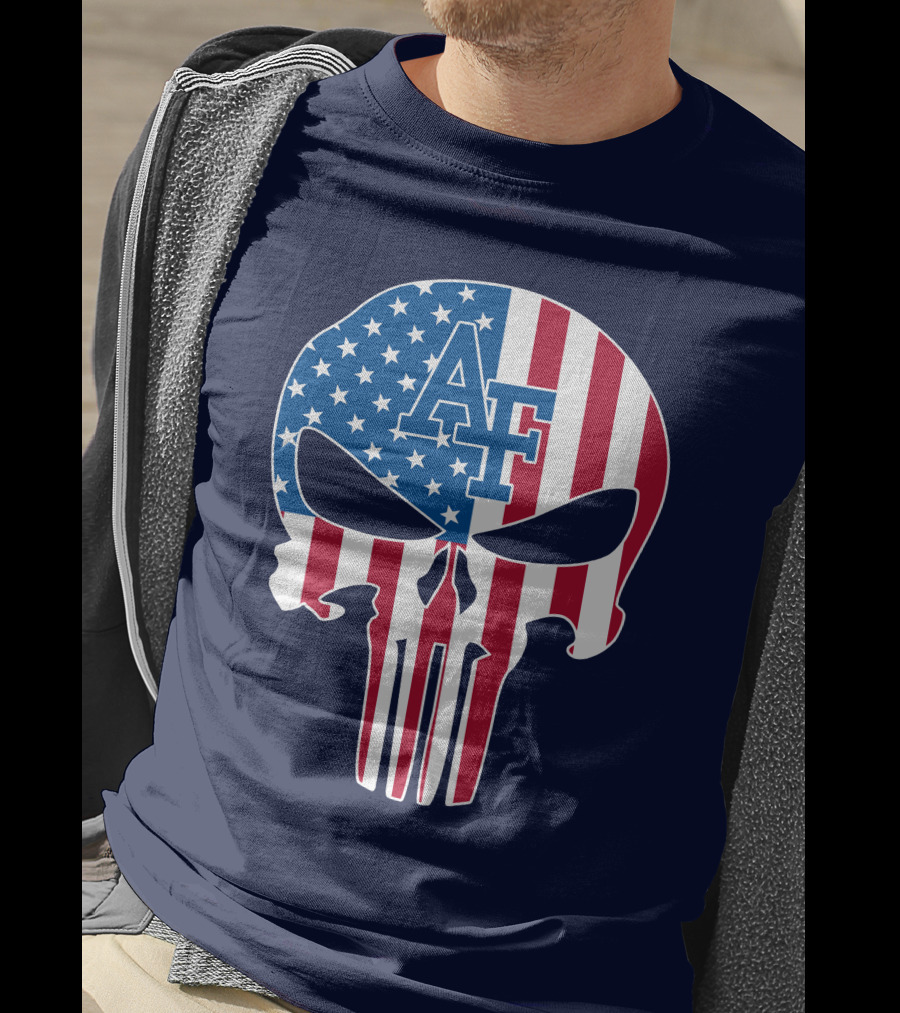 Af 65 Air Force Falcons American Flag Punisher Skull T-Shirt