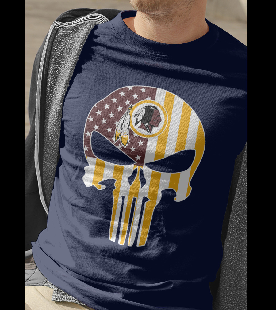 Washington Redskins Punisher Skull American Flag T-Shirt
