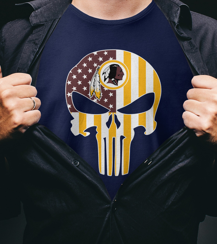 Washington Redskins Punisher Skull American Flag T-Shirt