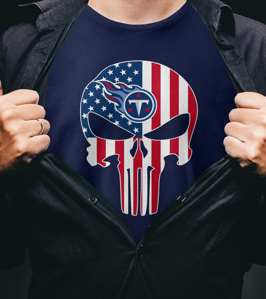 American Flag Tennessee Titans Punisher Skull T-Shirt