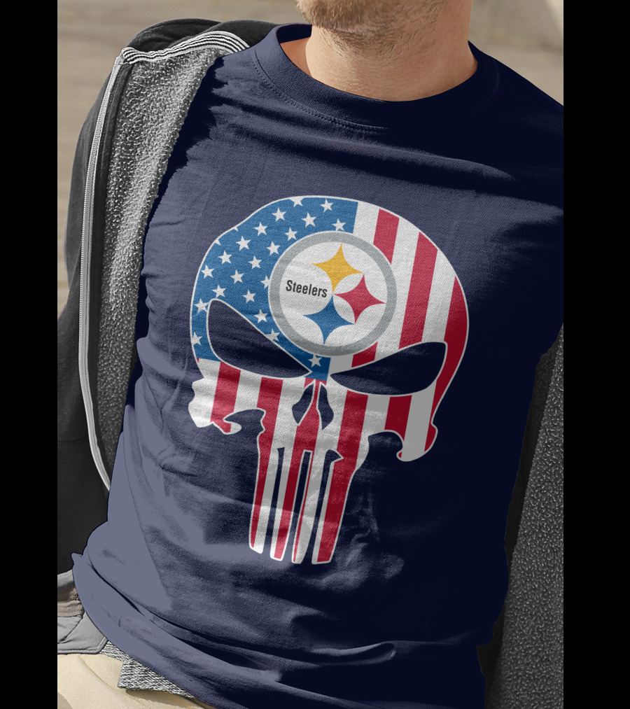 Pittsburgh Steelers The Punisher American Flag T-Shirt