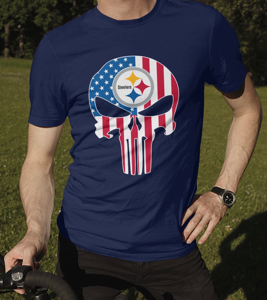 Pittsburgh Steelers The Punisher American Flag T-Shirt