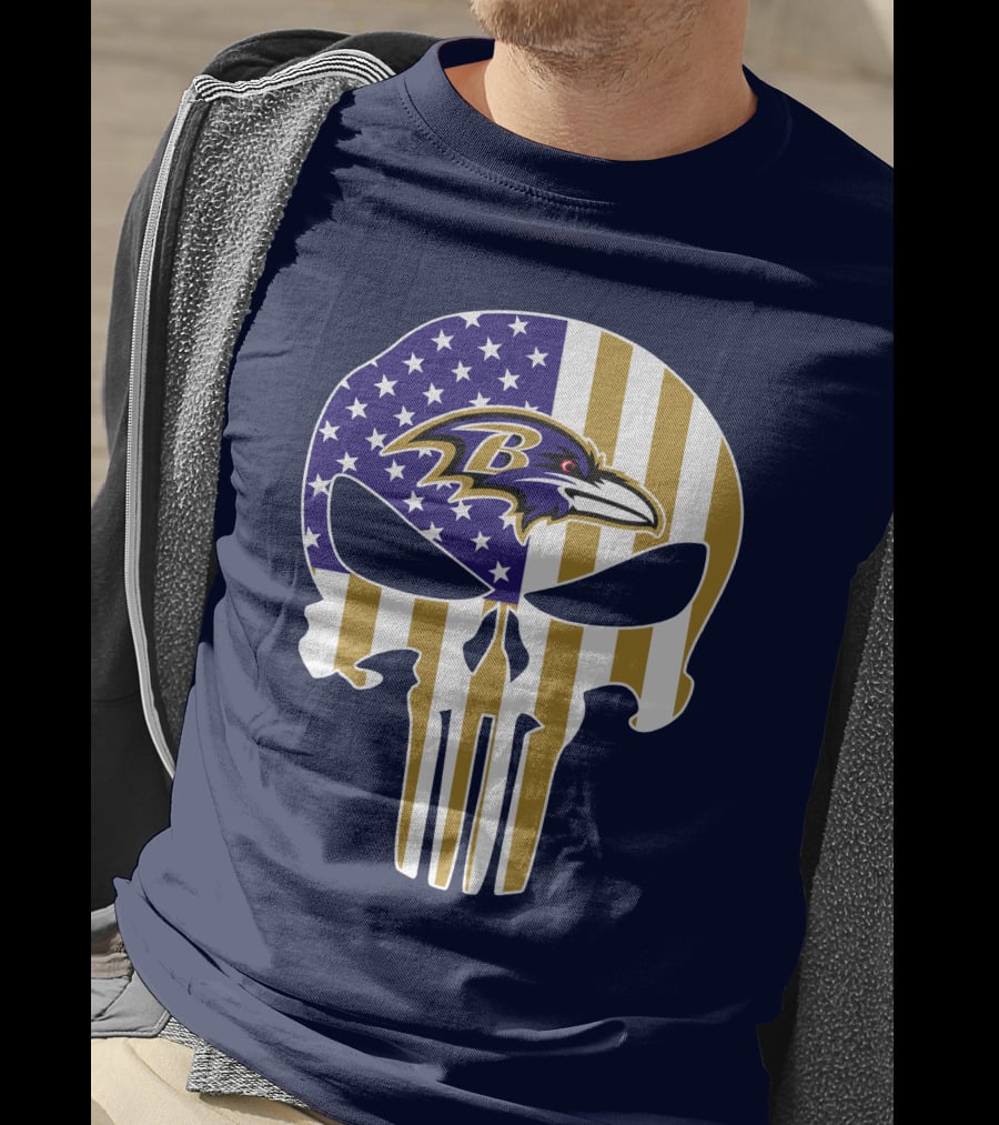 Baltimore Ravens Punisher American Flag T-Shirt