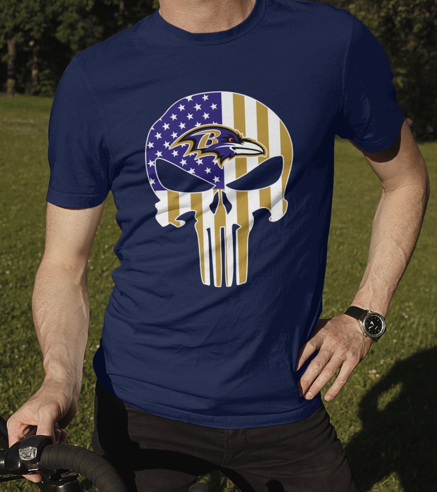 Baltimore Ravens Punisher American Flag T-Shirt