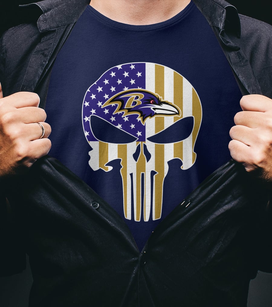 Baltimore Ravens Punisher American Flag T-Shirt