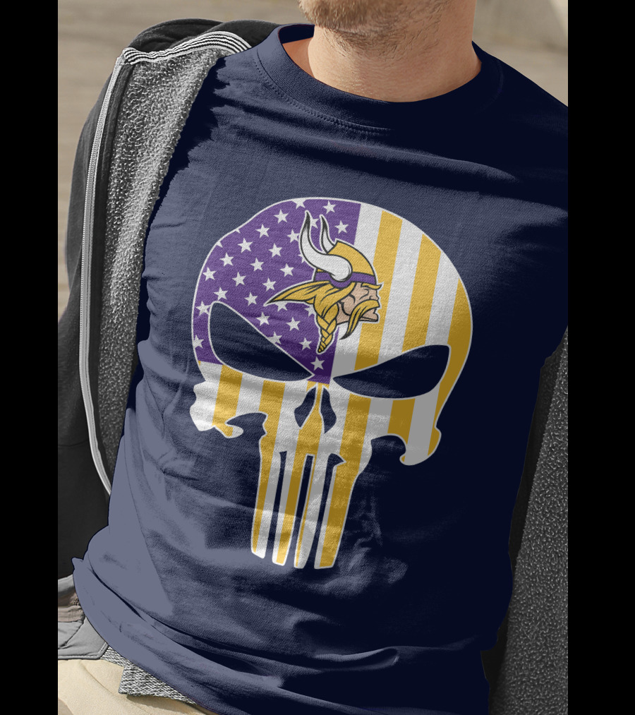 Vikings American Flag Skull Punisher T-Shirt