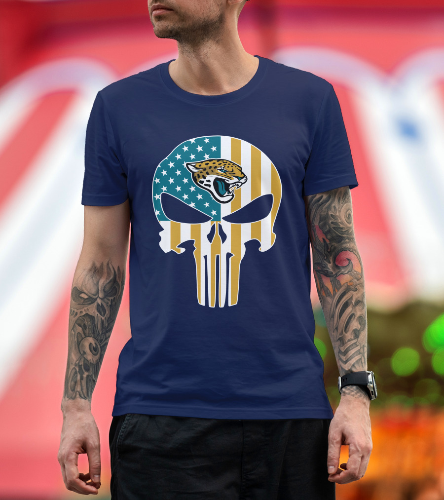 Jacksonville Jaguars The Punisher American Flag Logo 18 T-Shirt