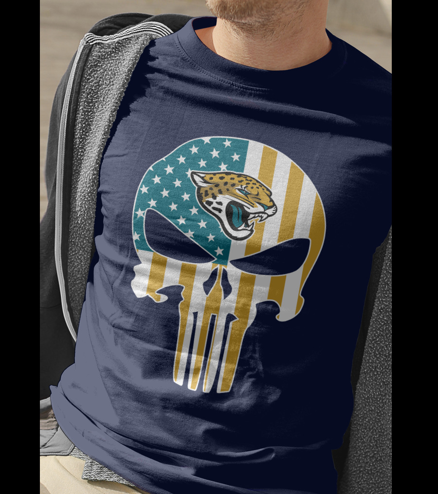 Jacksonville Jaguars The Punisher American Flag Logo 18 T-Shirt