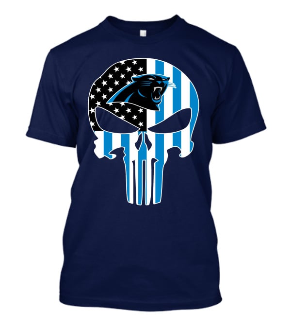Carolina Panthers The Punisher American Flag T-Shirt