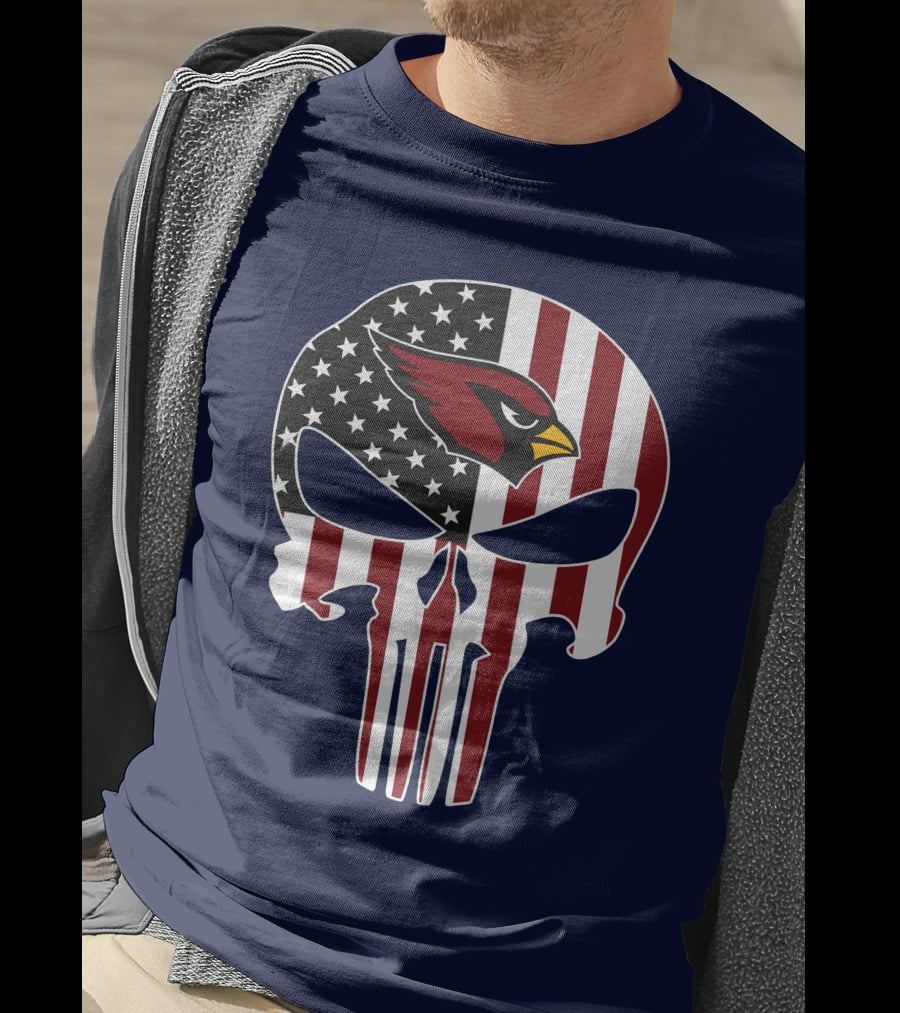 Arizona Cardinals The Punisher American Flag Skull T-Shirt