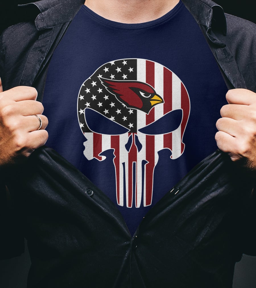 Arizona Cardinals The Punisher American Flag Skull T-Shirt
