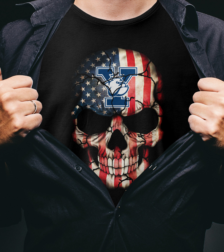 Yale Bulldogs American Flag Skull Patriotic T-Shirt