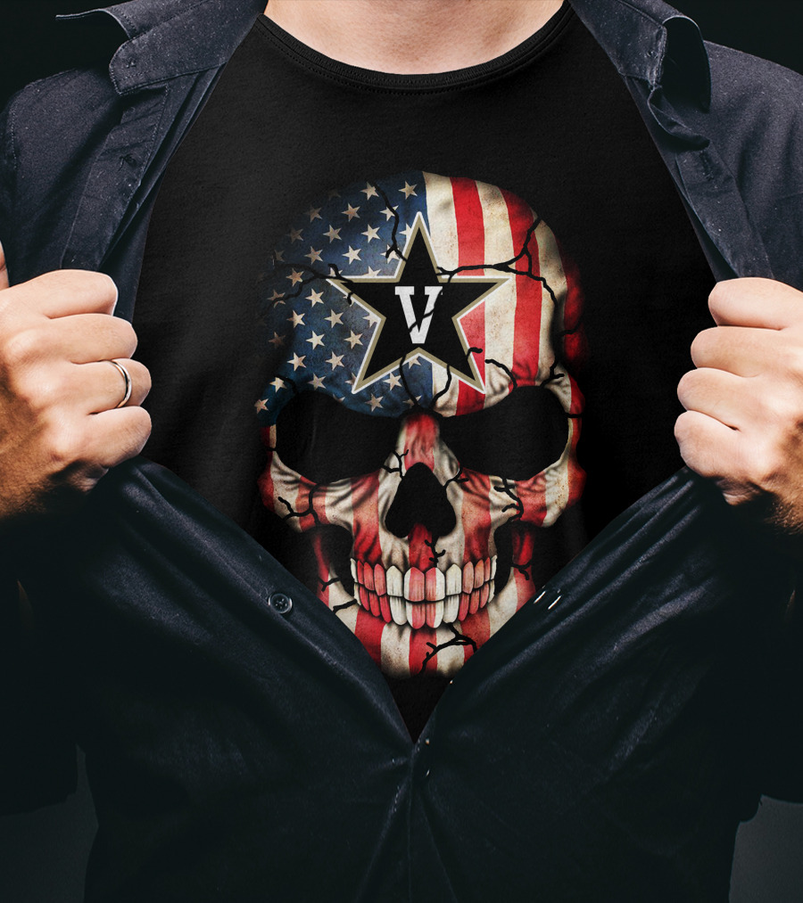 American Flag Skull Vanderbilt Commodores Star T-Shirt