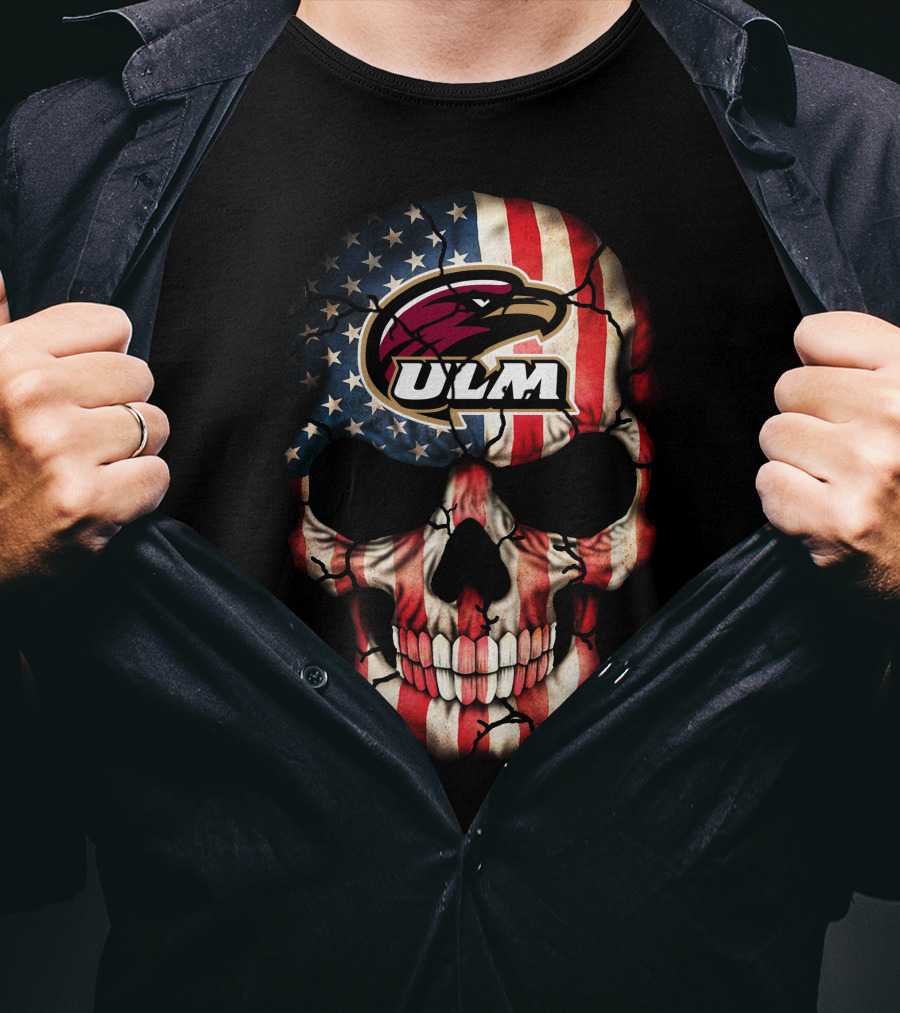 American Flag Skull Ulm Warhawks T-Shirt