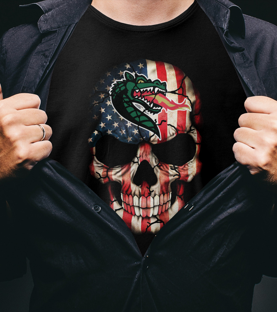 Uab Blazers American Flag Skull T-Shirt