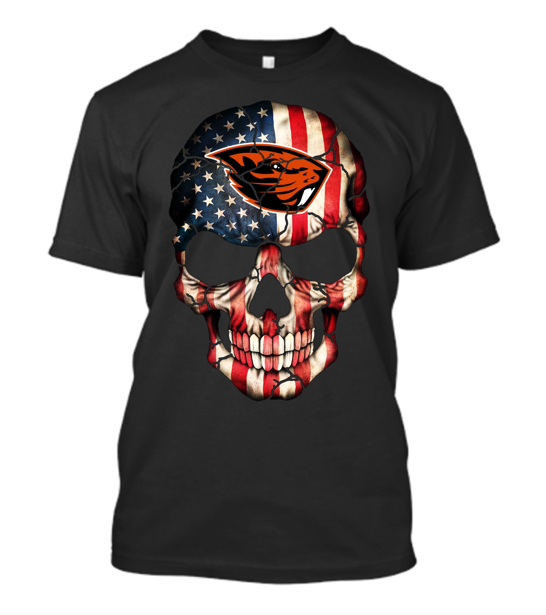American Flag Skull 45 Oregon State Beavers Football T-Shirt