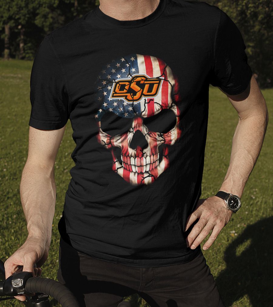 Osu Skull American Flag Theme Cowboys 48 T-Shirt