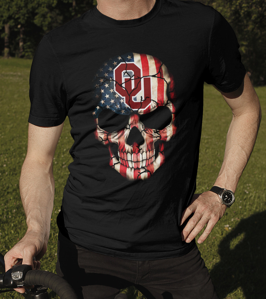 Ou Skull American Flag 49 Oklahoma Sooners T-Shirt