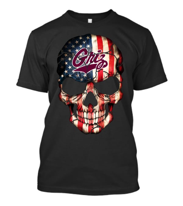 Griz American Flag Skull '63 Montana Grizzlies T-Shirt