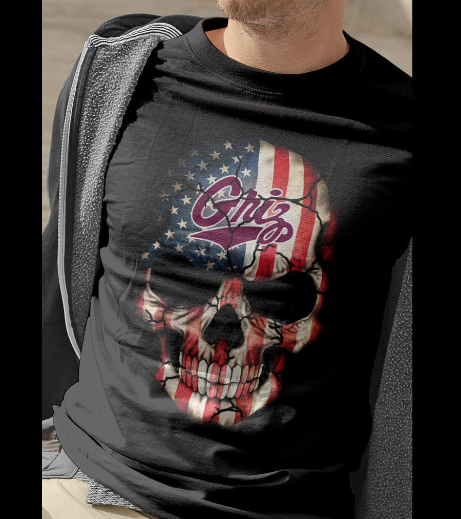 Griz American Flag Skull '63 Montana Grizzlies T-Shirt