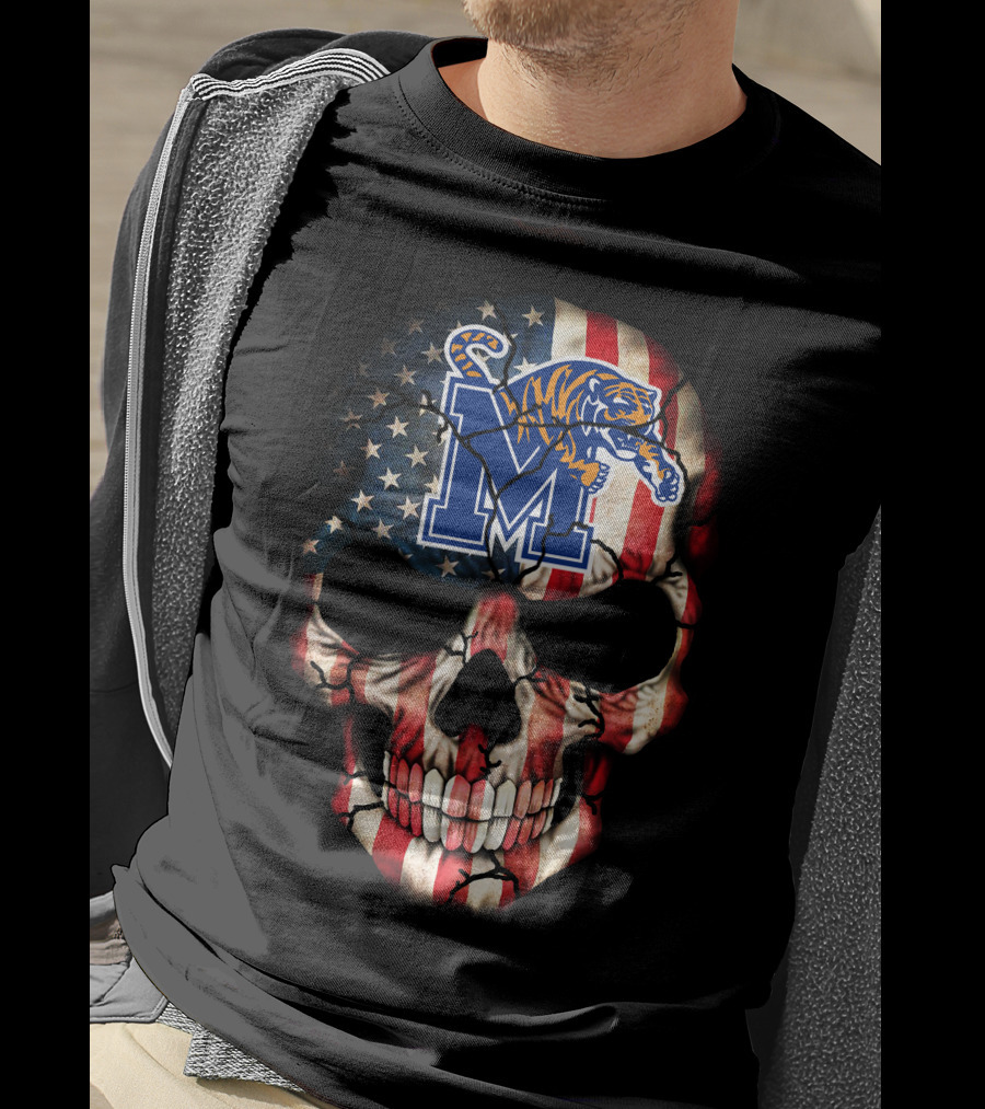 Memphis Tigers American Flag Skull T-Shirt