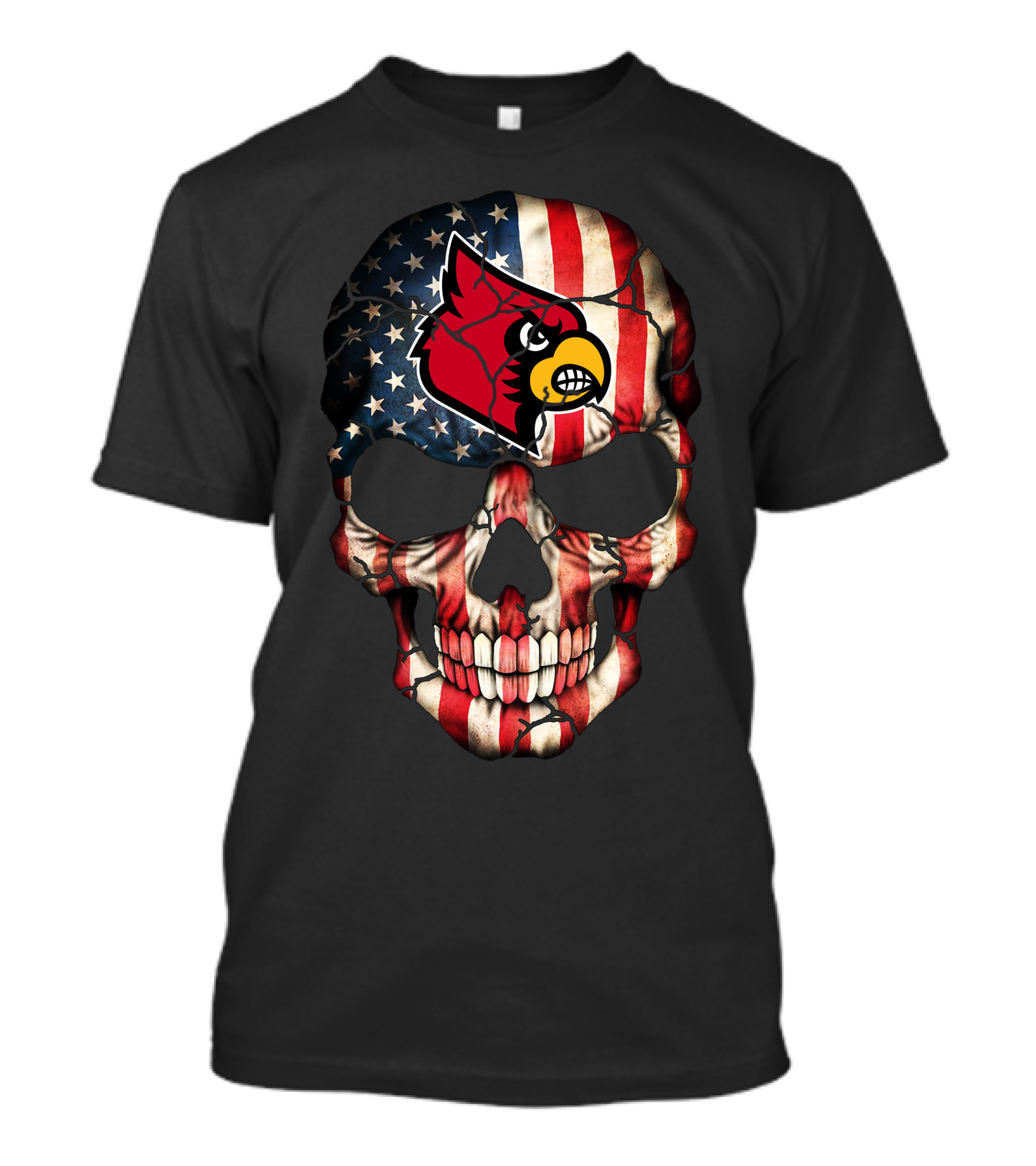 Louisville Cardinals American Flag Skull 75 T-Shirt