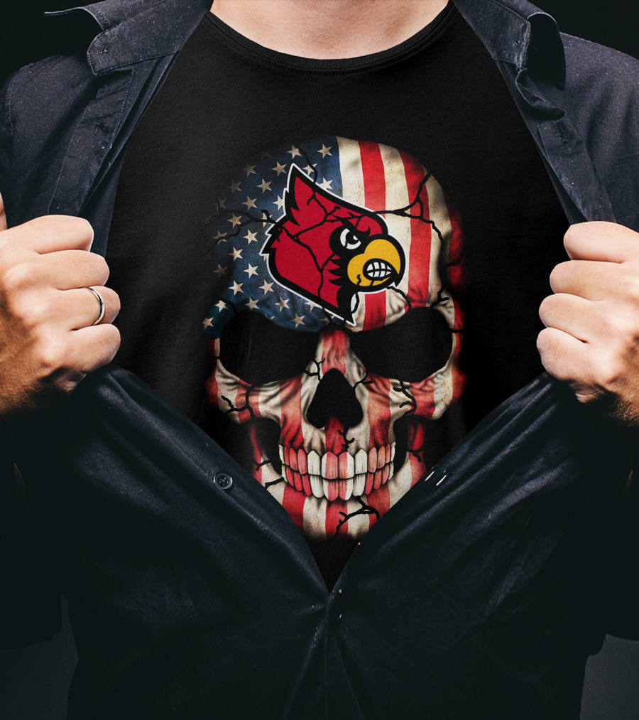 Louisville Cardinals American Flag Skull 75 T-Shirt