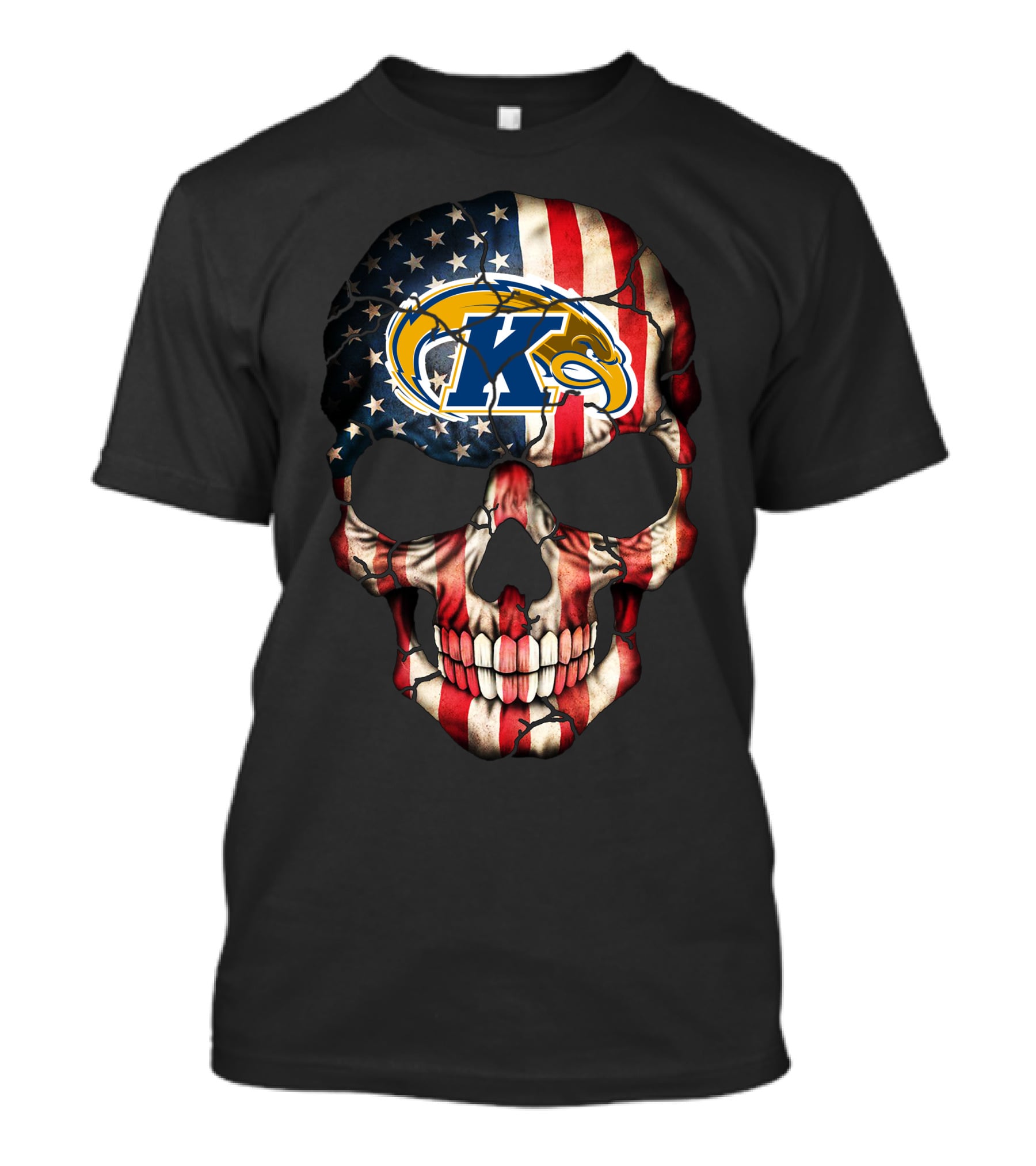 Kent State Golden Flashes American Flag Skull T-Shirt