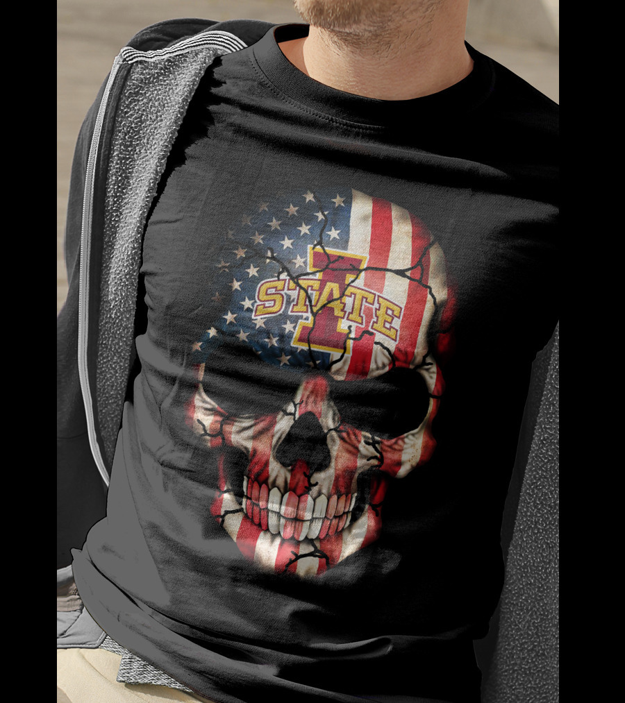 Iowa State Cyclones Skull American Flag T-Shirt