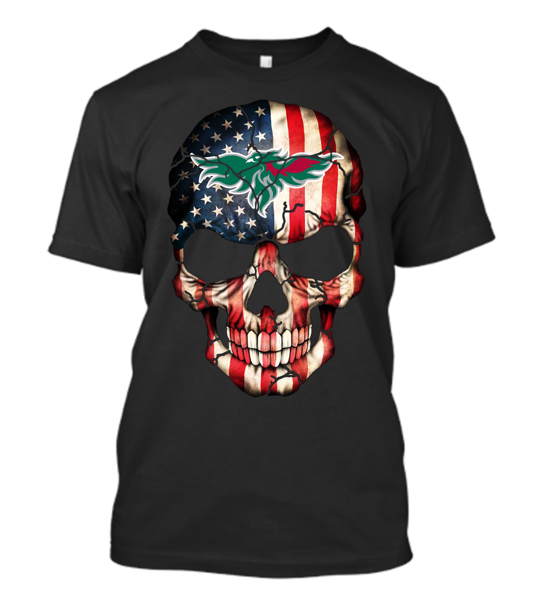 Green Bay Phoenix American Flag Skull T-Shirt