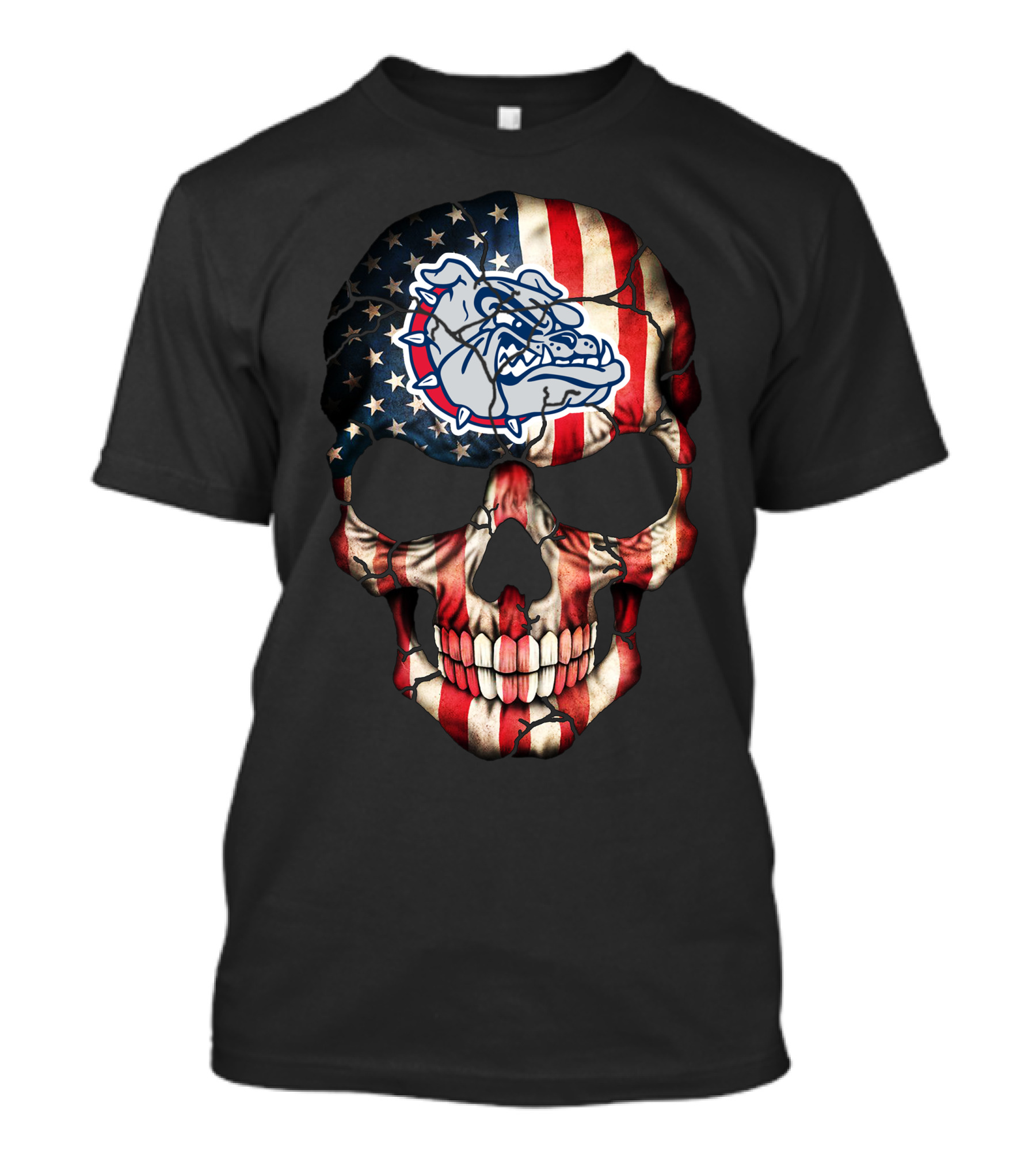 Gonzaga Bulldogs American Flag Skull T-Shirt