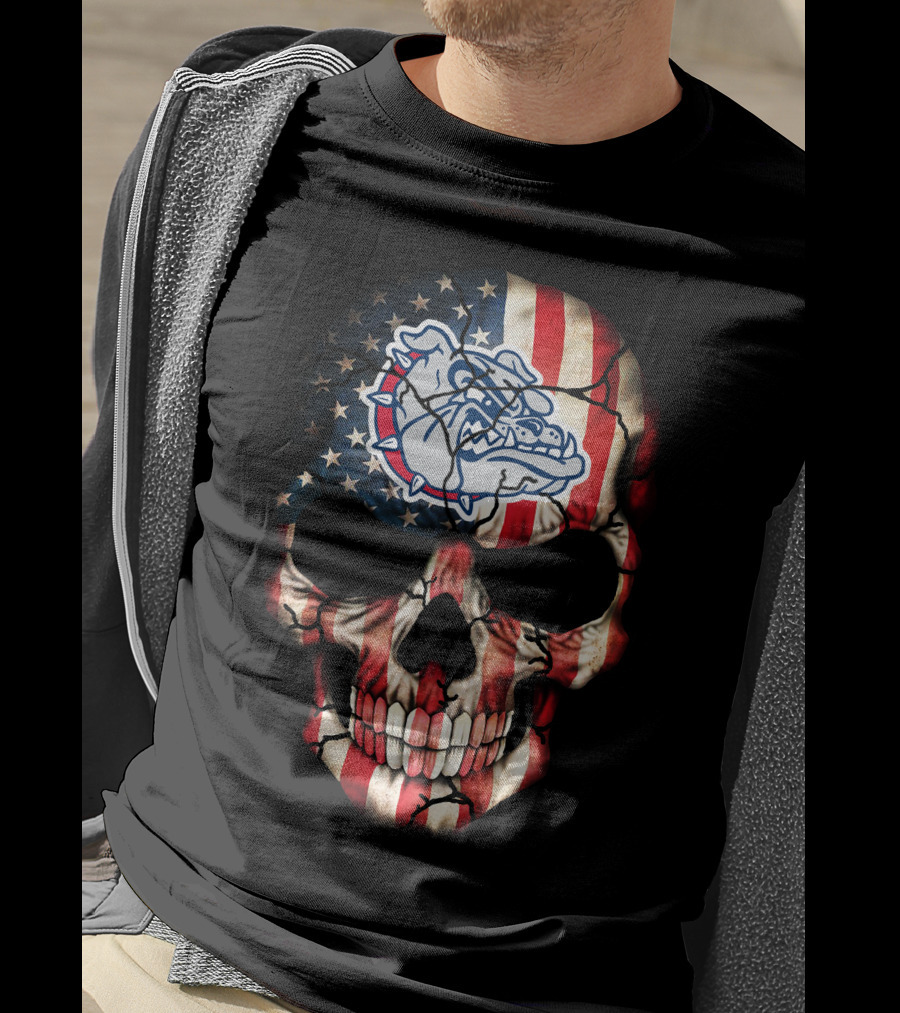Gonzaga Bulldogs American Flag Skull T-Shirt
