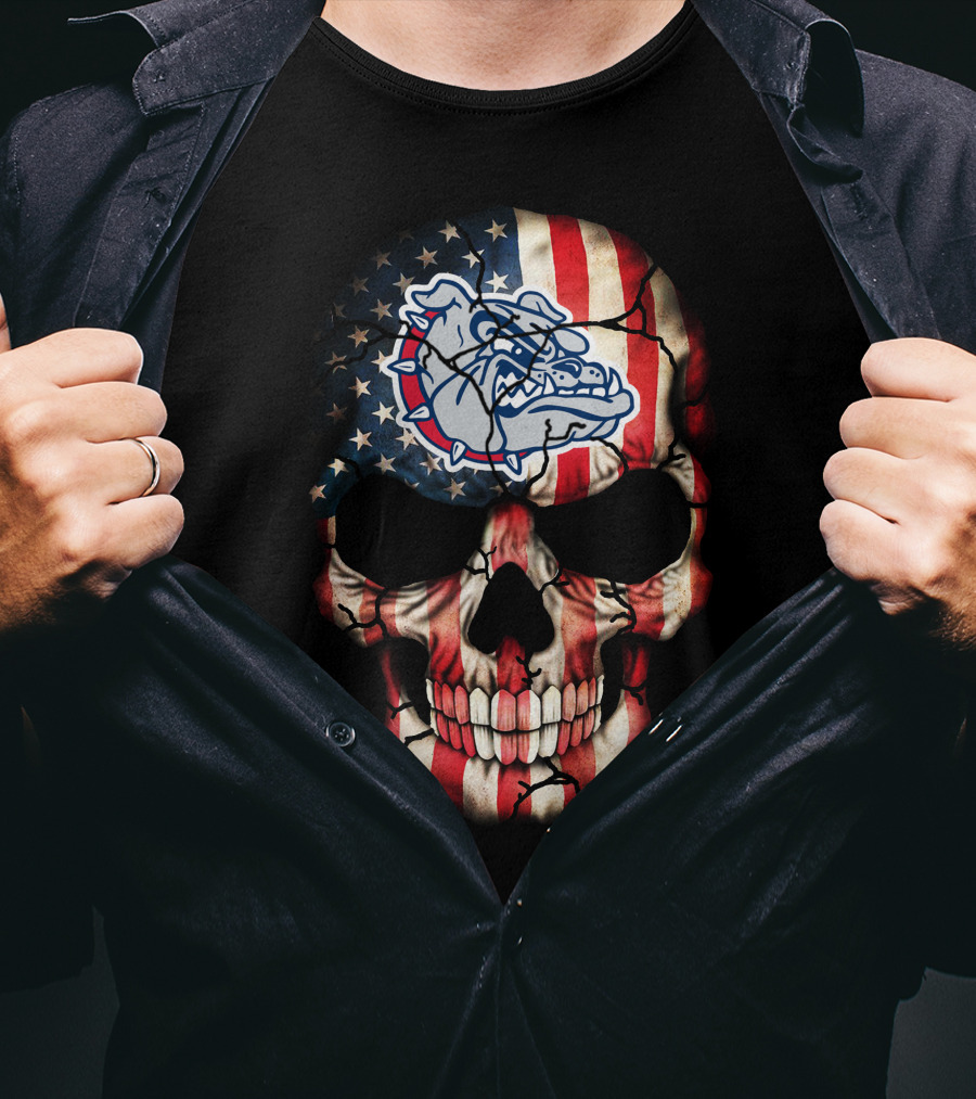 Gonzaga Bulldogs American Flag Skull T-Shirt