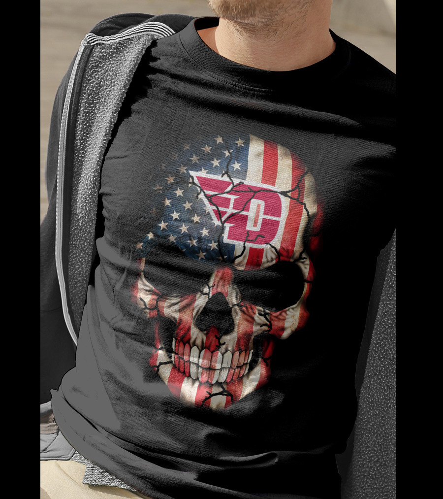 Dayton Flyers American Flag Skull T-Shirt