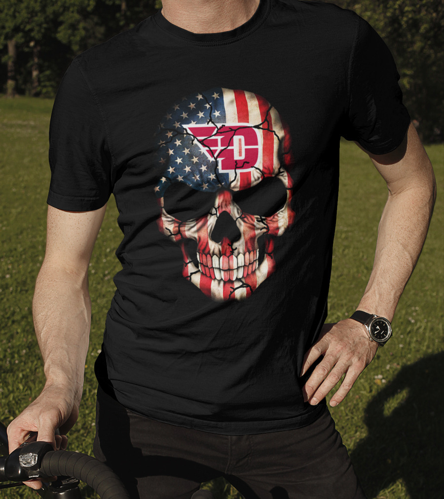 Dayton Flyers American Flag Skull T-Shirt