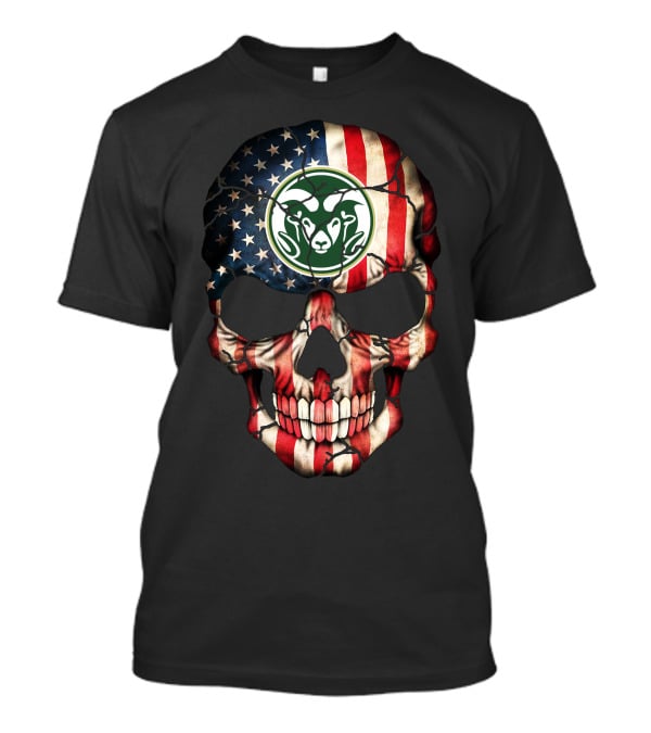 Colorado State Rams American Flag Skull T-Shirt