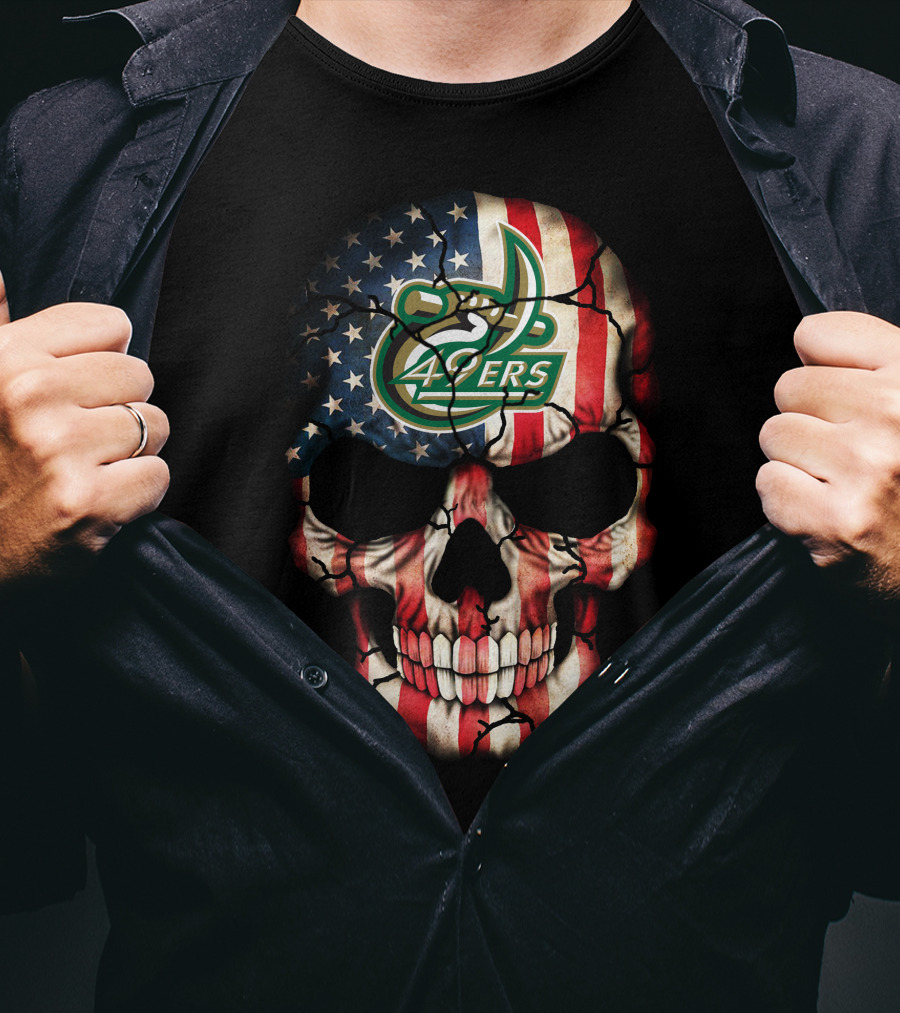 Charlotte 49ers American Flag Skull T-Shirt