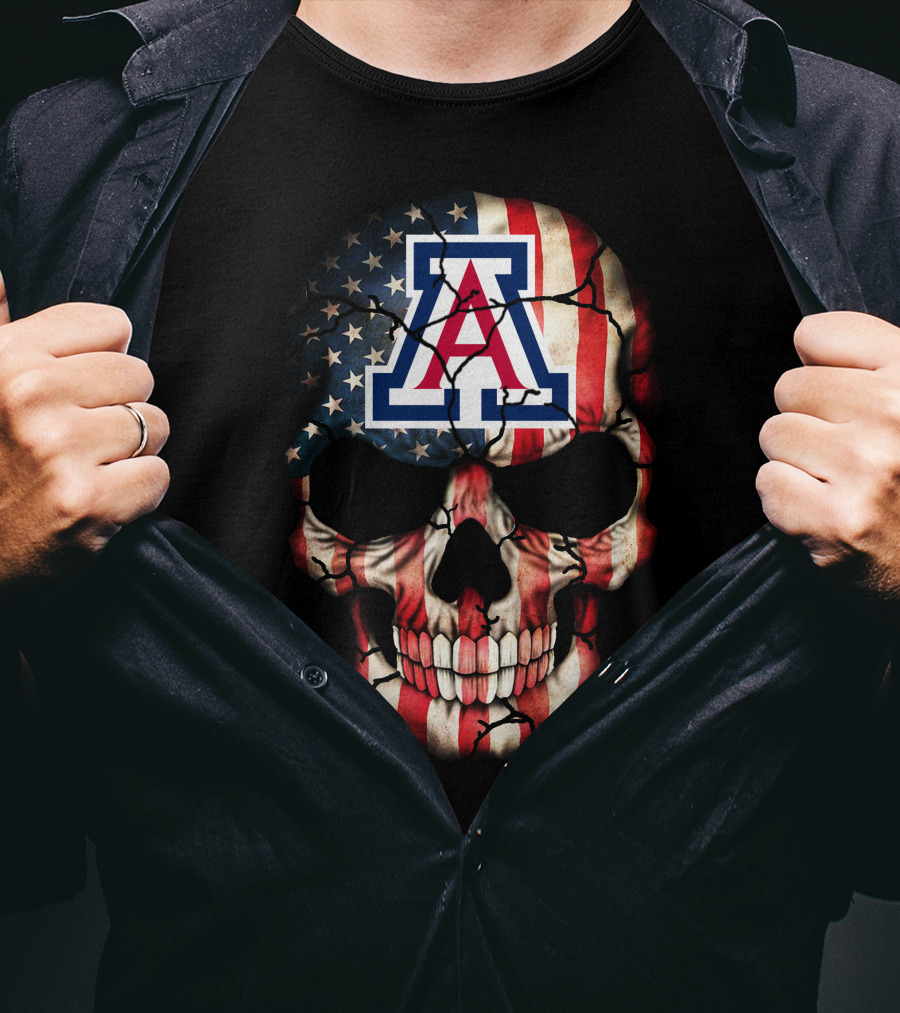 Arizona Wildcats American Flag Skull T-Shirt