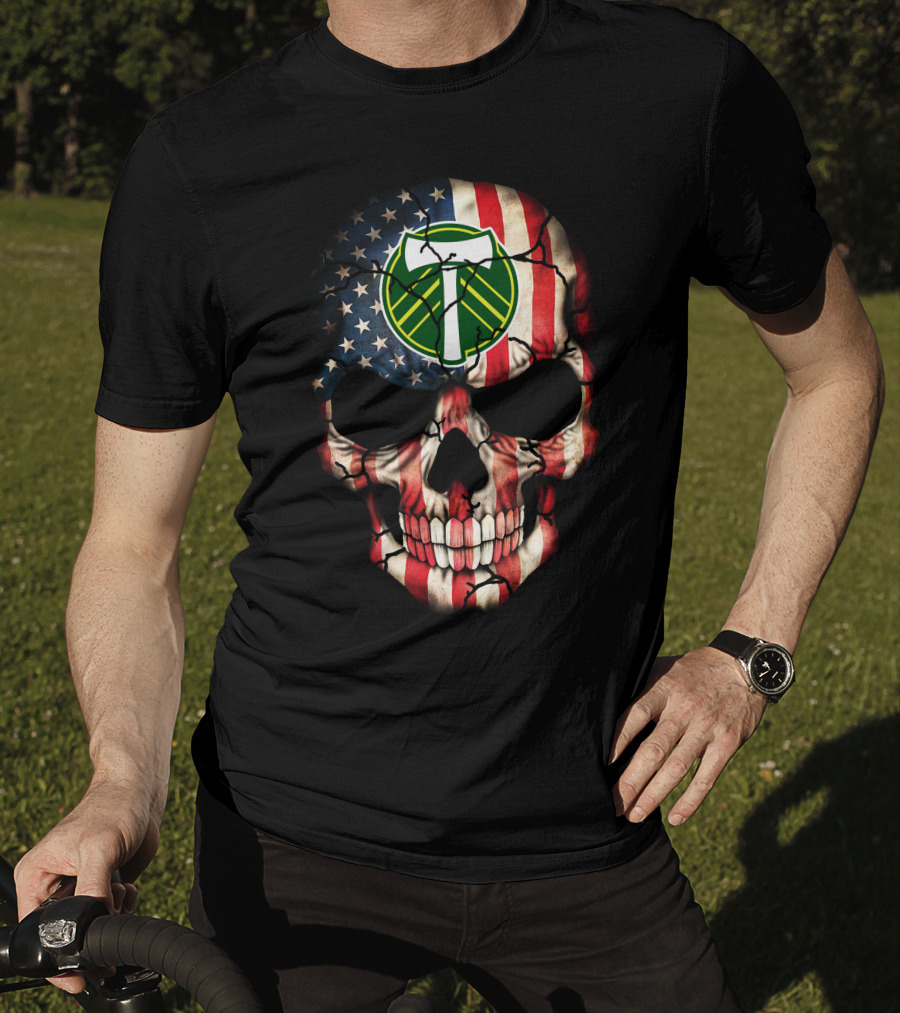 Portland Timbers American Flag Skull T-Shirt