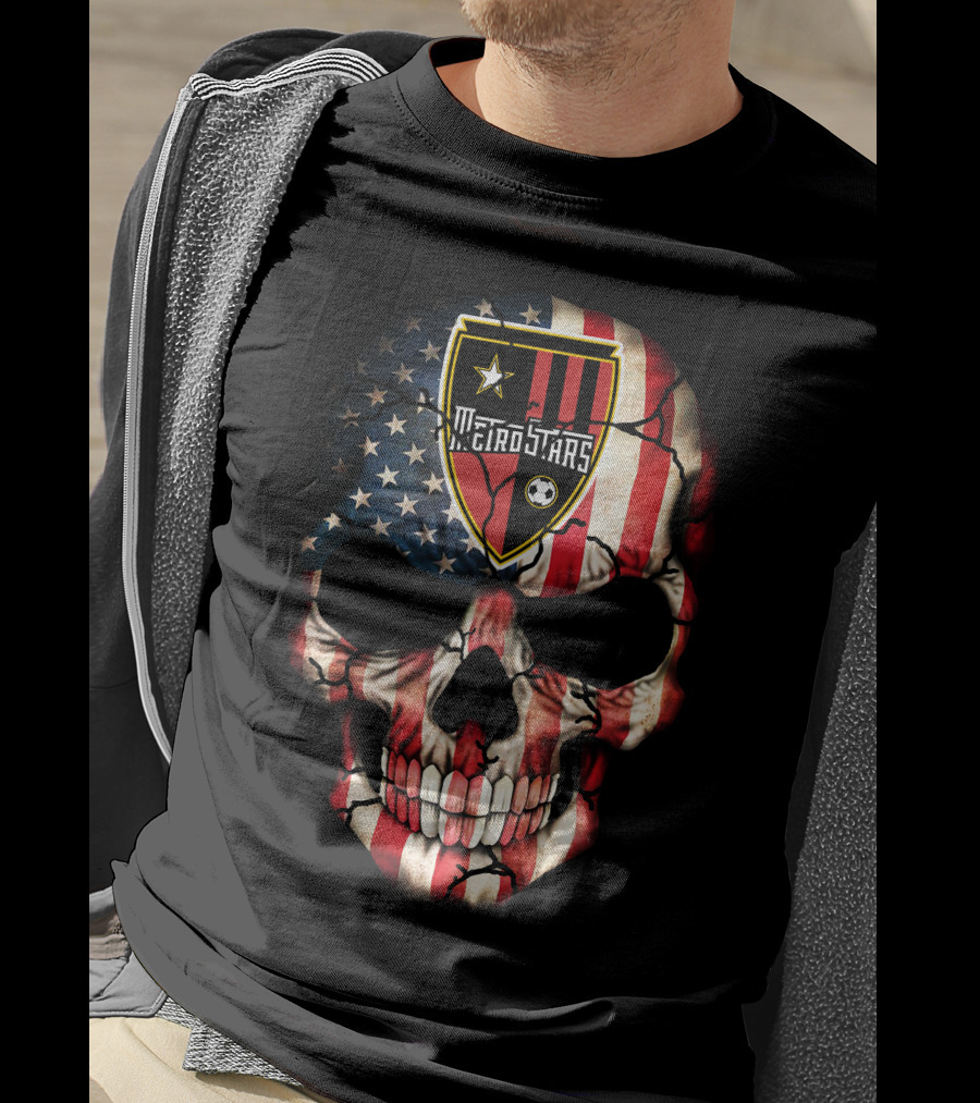 Metrostars American Flag Skull Soccer T-Shirt