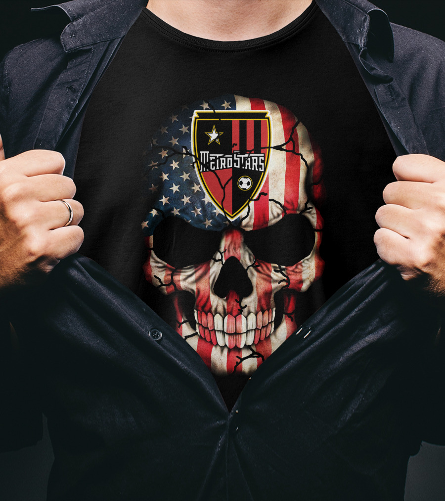 Metrostars American Flag Skull Soccer T-Shirt