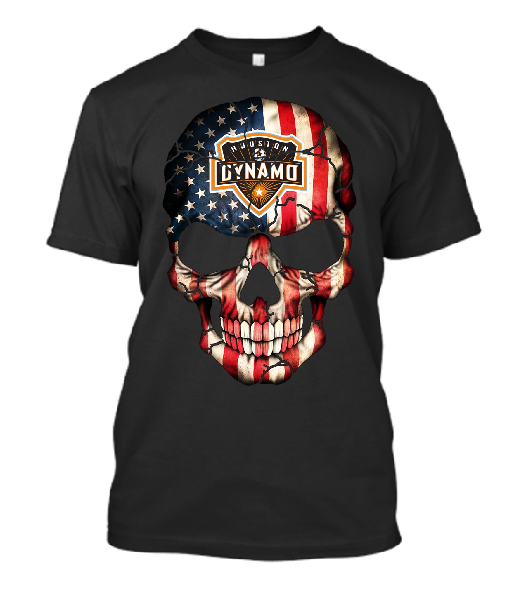 Houston Dynamo American Flag Skull 146 T-Shirt