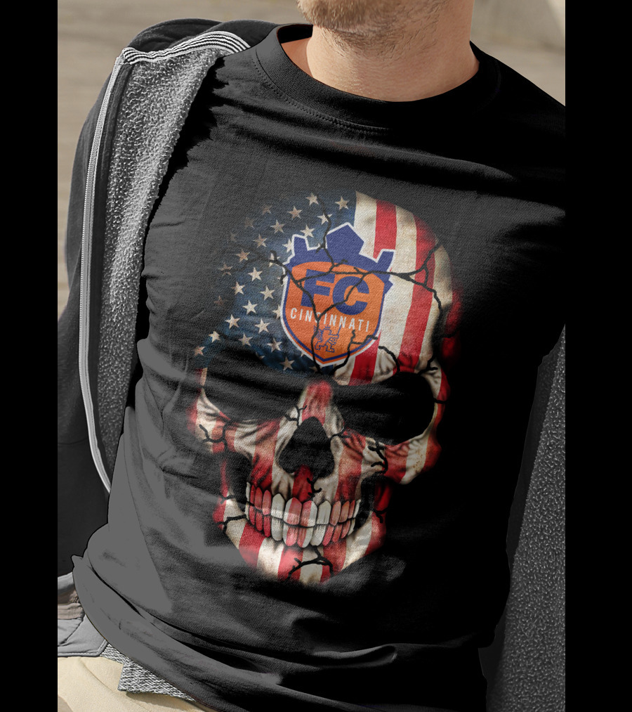 Fc Cincinnati American Flag Skull T-Shirt