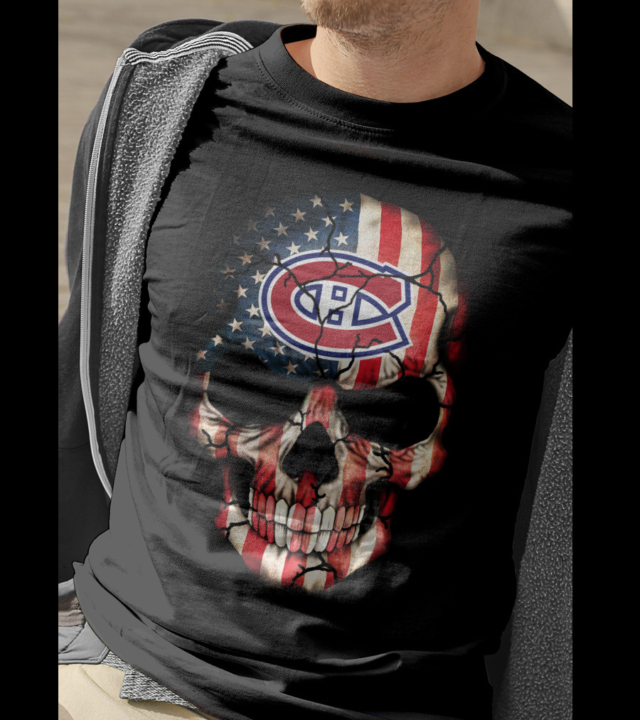 Montreal Canadiens Skull American Flag T-Shirt