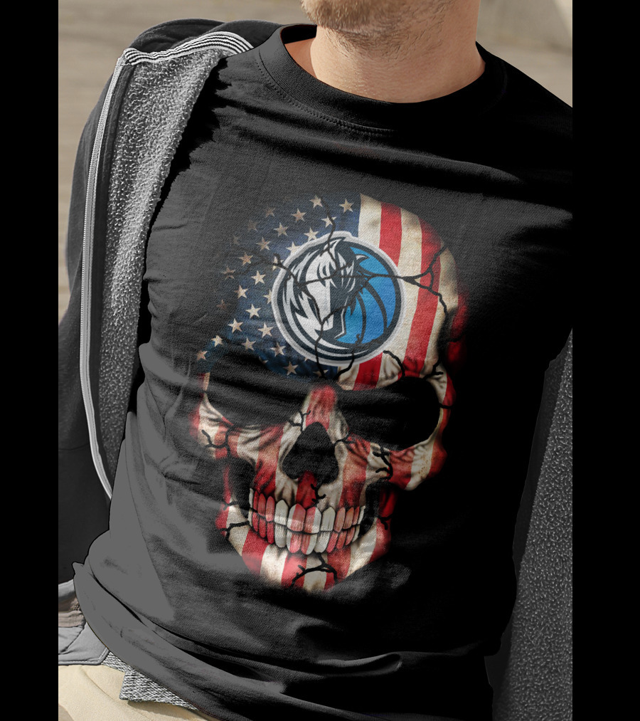 Dallas Mavericks American Flag Skull T-Shirt