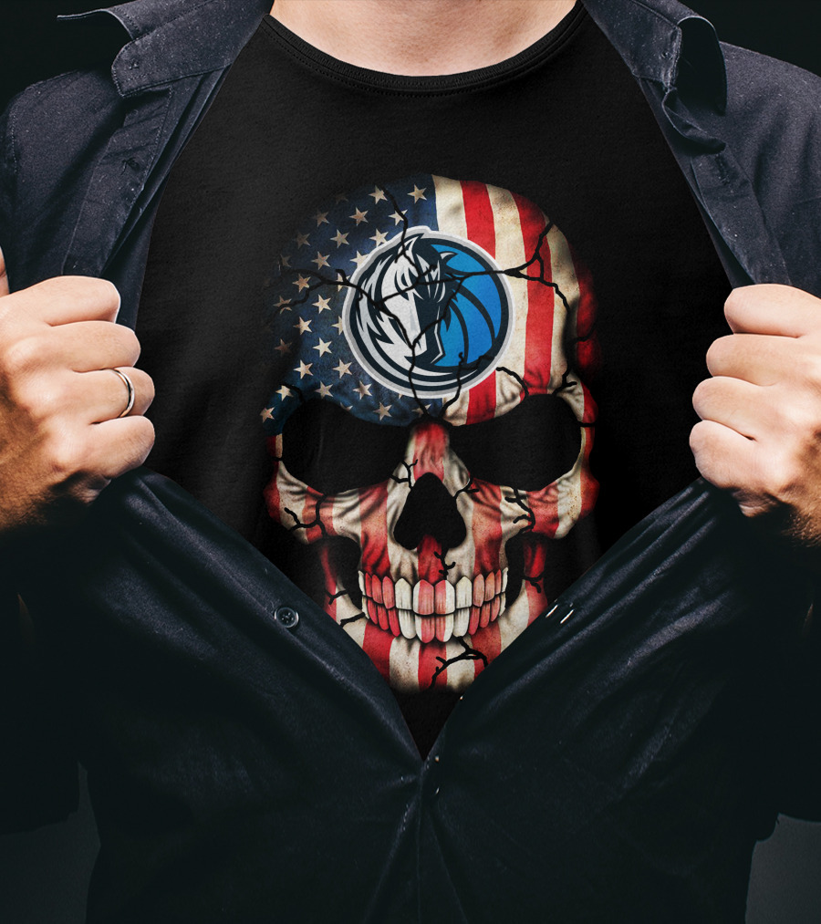 Dallas Mavericks American Flag Skull T-Shirt